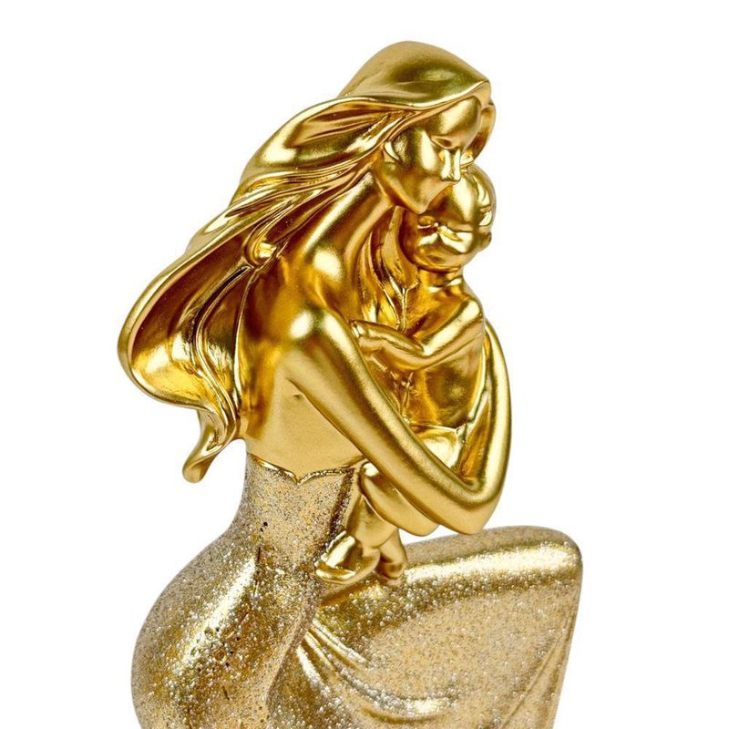 Figura Decorativa de Mamá con Bebé en Tono Dorado