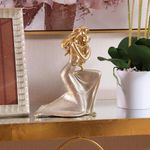 Figura Decorativa de Mamá con Bebé en Tono Dorado