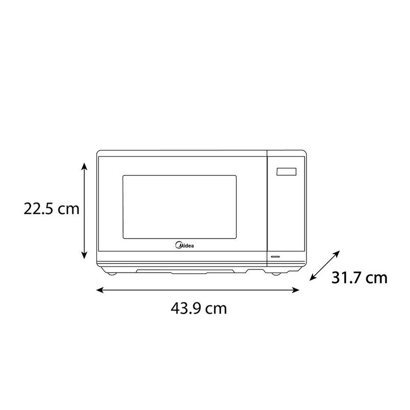 Microondas Midea de 0.7 Pies Cúbicos 20 L Color Negro Espejado