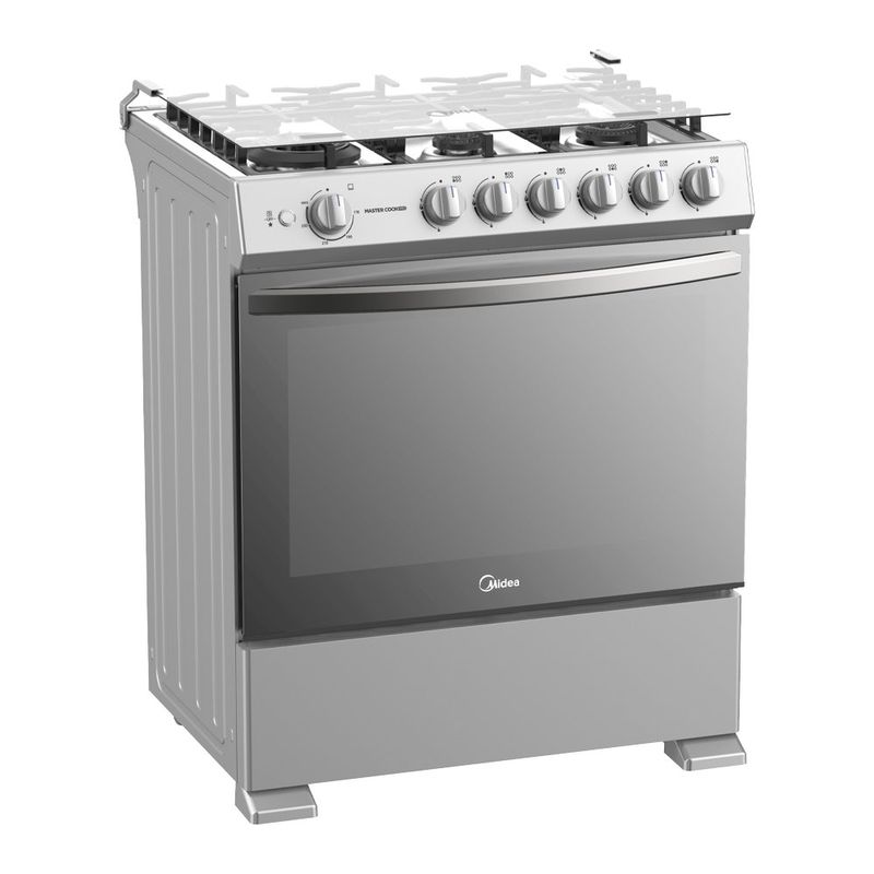 Estufa a Gas Midea de 30 Plg con 6 Quemadores Color Gris