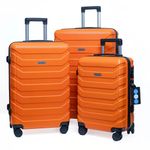 Set de 3 Maletas Rígidas de Plástico ABS 20, 24, 28 Plg Naranja