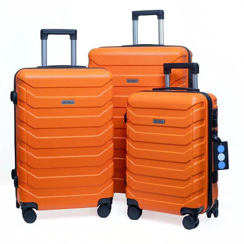Set de 3 Maletas Rígidas de Plástico ABS 20, 24, 28 Plg Naranja