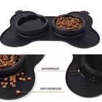 Plato Doble de Silicón para Perro Diseño Hueso Negro