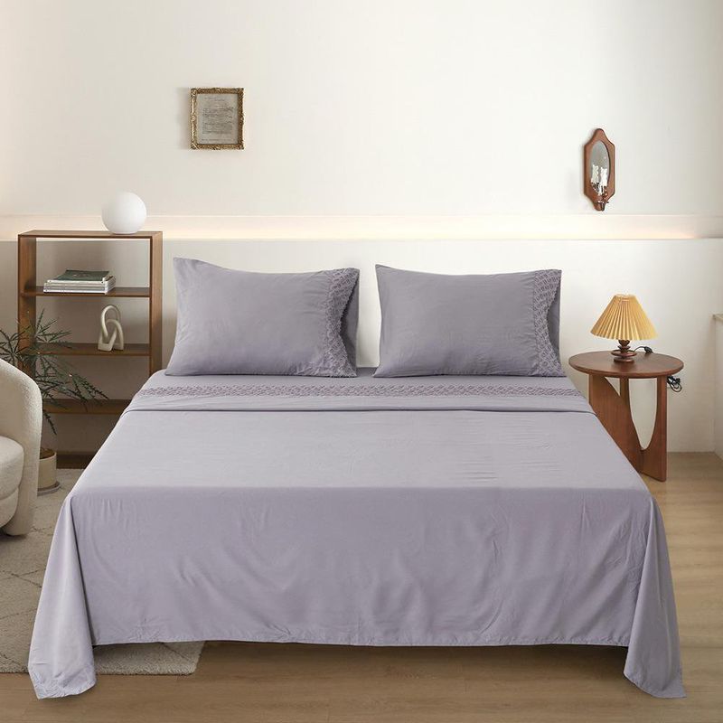 Set de Sábanas de 85 GSM Tamaño Queen Color Gris