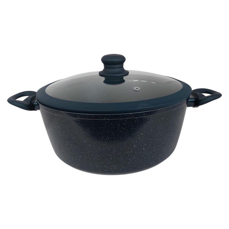 Cacerola Sara Ita de 24 cm con Tapa de Vidrio Color Marble Azul