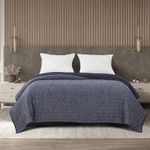 Frazada Color Gris y Azul Tamaño Queen