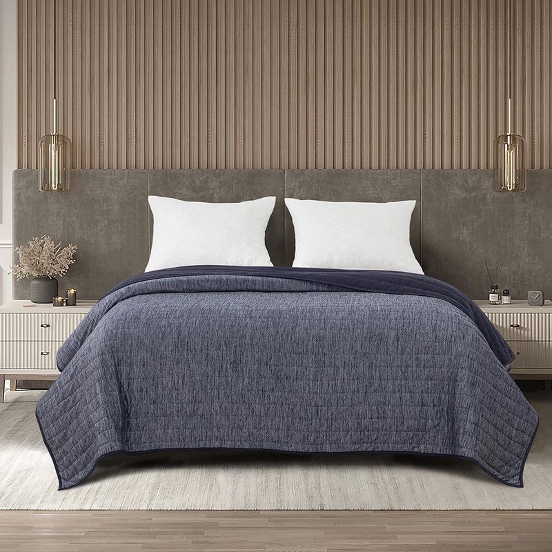 Frazada Color Gris y Azul Tamaño Queen