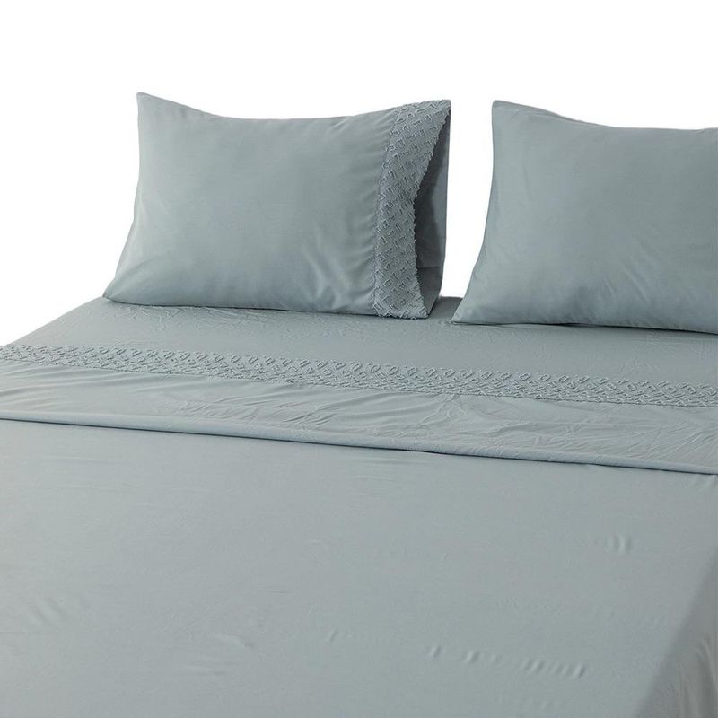 Set de Sábanas 85 GSM Diseño Liso con Textura Tamaño King Color Verde