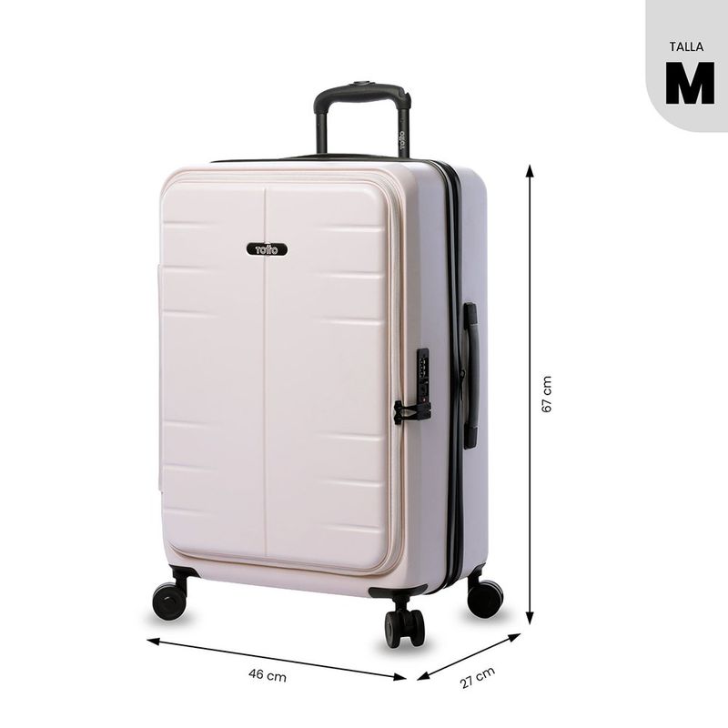 Maleta de Viaje Mediana Ruedas 360 Rhio Rosado Claro