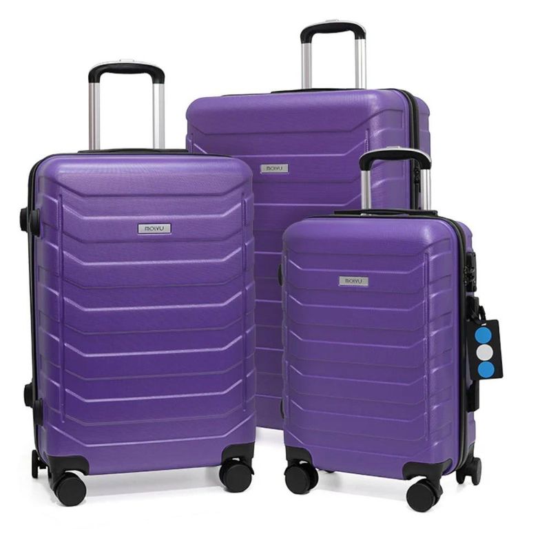 Set de 3 Maletas Rígidas de Plástico ABS 20, 24, 28 Plg Morado