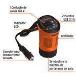 Inversor de Corriente 120 W Tipo Vaso con 2 Puertos USB