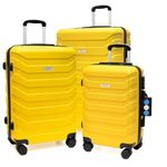 Set de 3 Maletas Rígidas de Plástico ABS 20, 24, 28 Plg Amarillo
