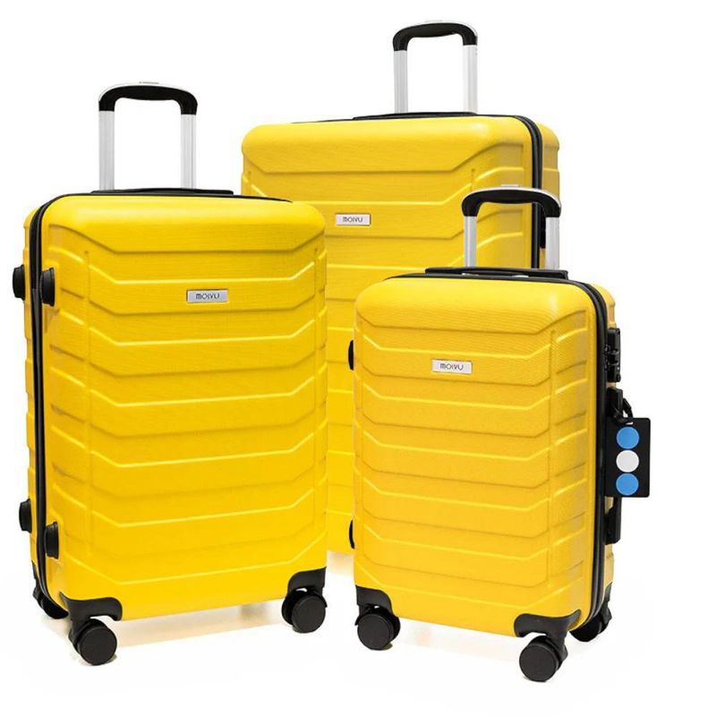 Set de 3 Maletas Rígidas de Plástico ABS 20, 24, 28 Plg Amarillo