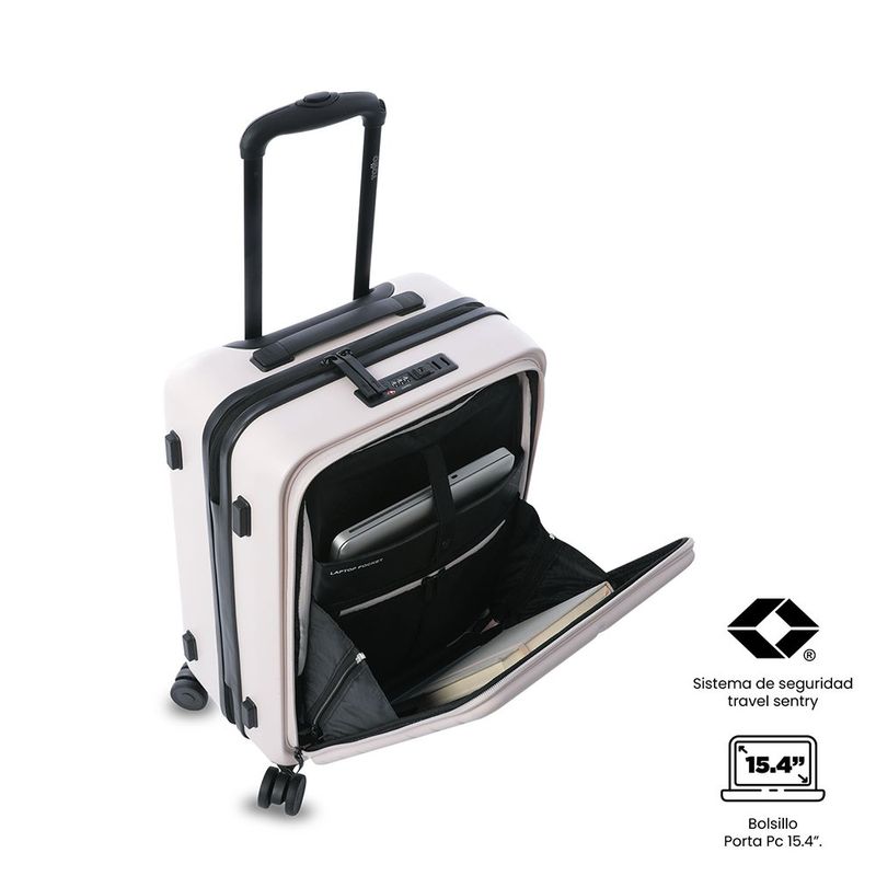 Maleta de Viaje Pequeña Ruedas 360 Rhio Beige Claro