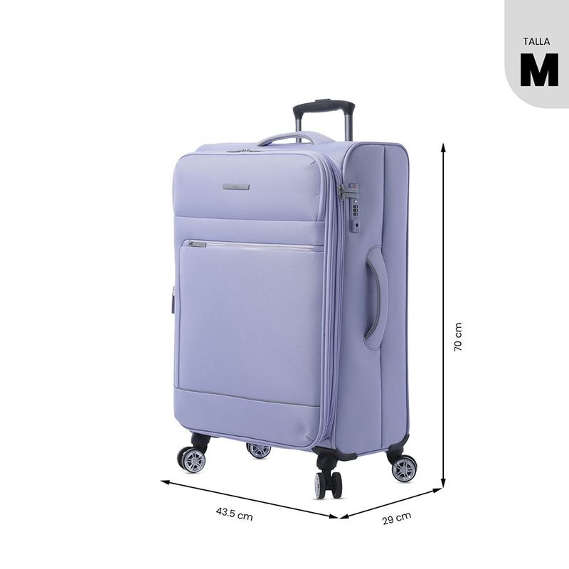 Maleta de Viaje Mediana Liviana Ruedas 360 Morada