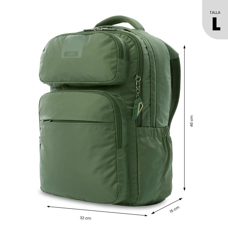 Mochila Suspension Contra Impacto Verde Porta Laptop 16 Plg