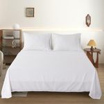 Set de Sábanas 85 GSM Diseño Liso con Textura Tamaño Queen Color Blanco