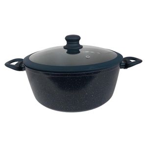 Cacerola Sara Ita de 28 cm con Tapa de Vidrio Color Marble Azul