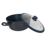 Cacerola Sara Ita de 28 cm con Tapa de Vidrio Color Marble Azul