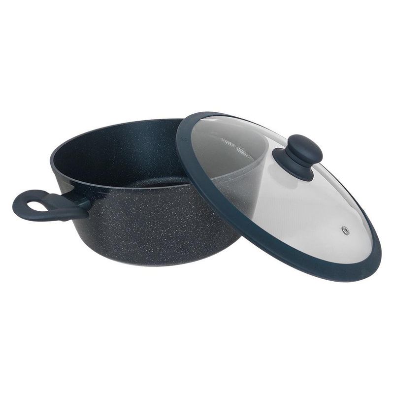 Cacerola Sara Ita de 28 cm con Tapa de Vidrio Color Marble Azul