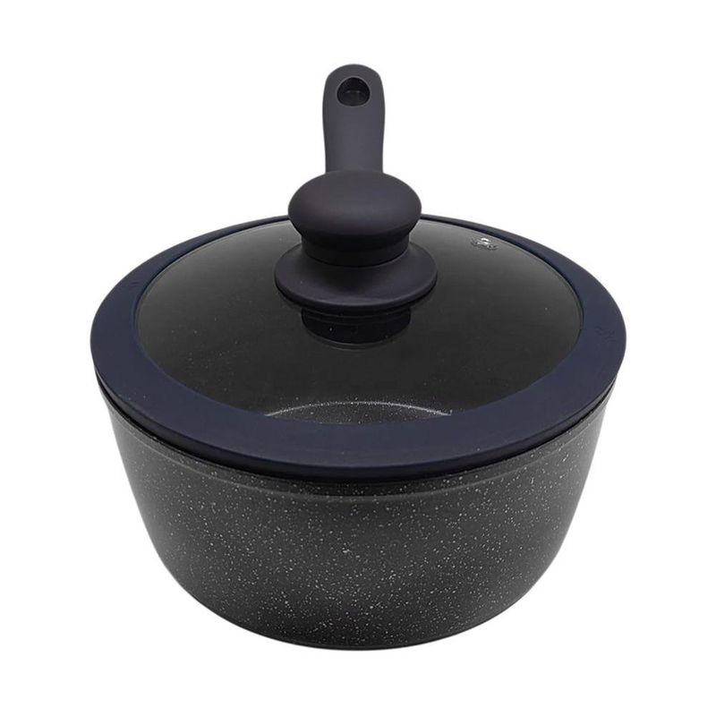 Cacerola Sara Ita de 18 cm con Tapa de Vidrio Color Marble Azul