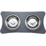 Plato Doble para Mascota Color Gris