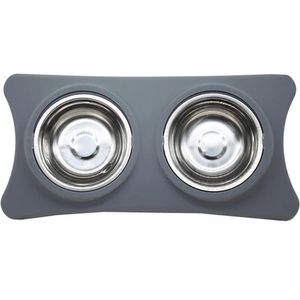 Plato Doble para Mascota Color Gris