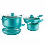 Batería de 7 Piezas Verona de Mármol Color Turquesa con Set de Sartenes
