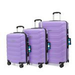 Set de 3 Maletas Rígidas de Plástico ABS 20, 24, 28 Plg Lila