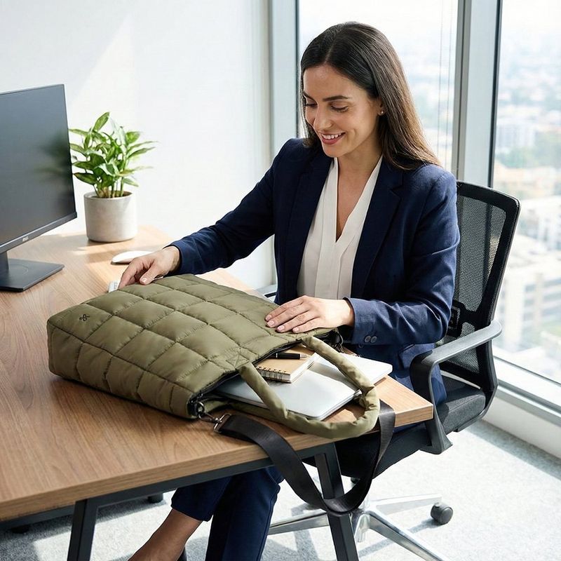 Bolso Isa Shopper con Compartimento para Laptop Color Verde