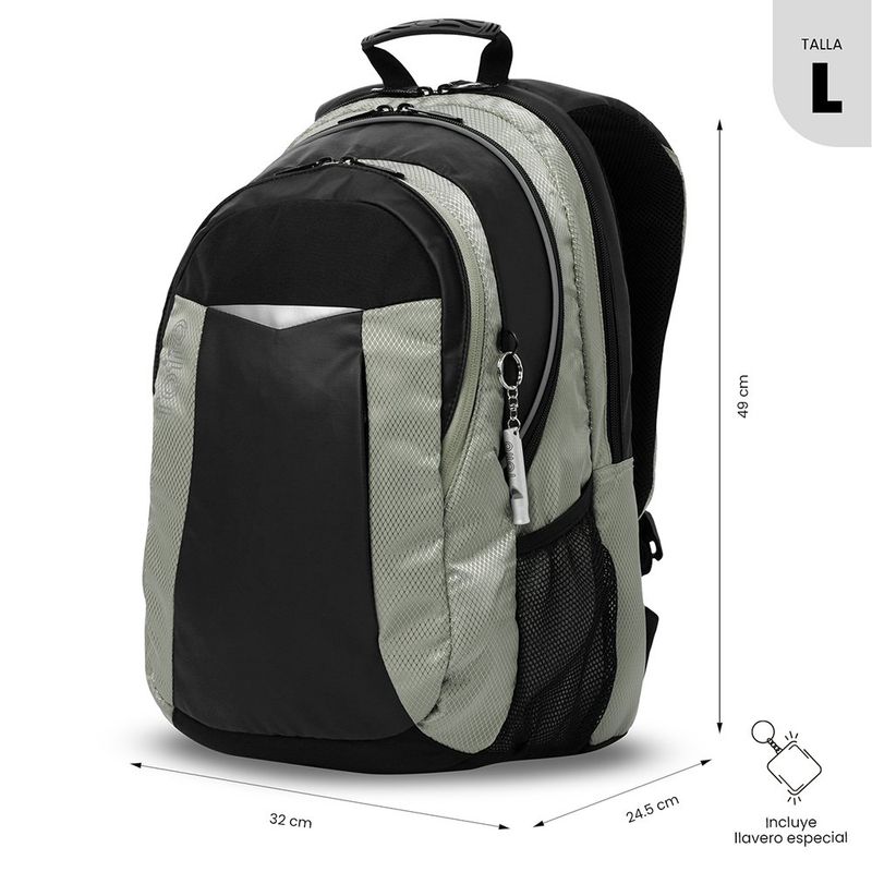 Mochila Universitaria Teck 3.0 Porta Laptop 15.4 Plg Beige y Negra