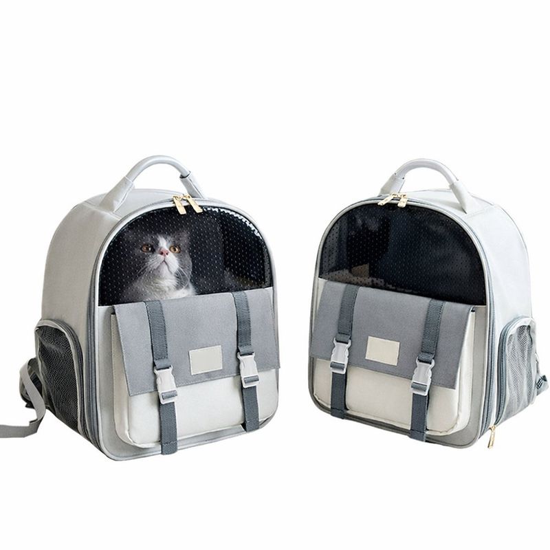 Transportador para Mascota Estilo Mochila Color Gris