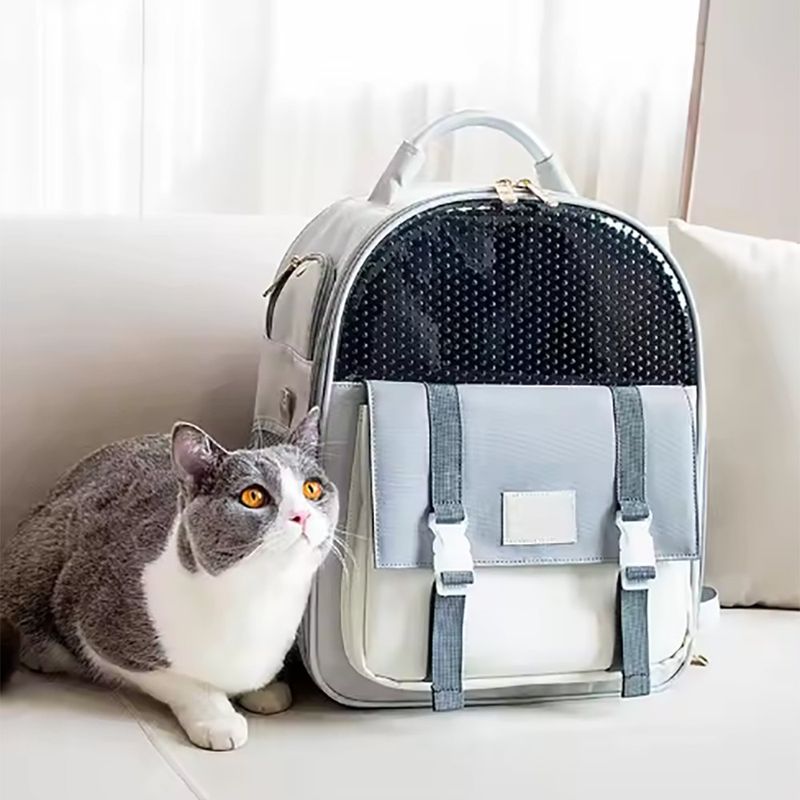 Transportador para Mascota Estilo Mochila Color Gris