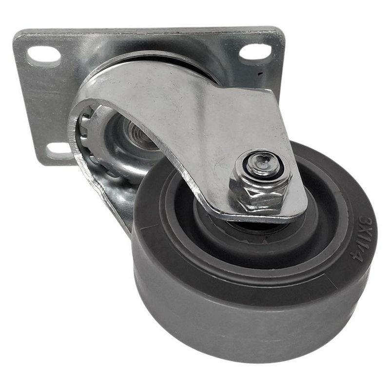 Rodo de Hule Gris Giratorio con Base Metálica de 3 Plg