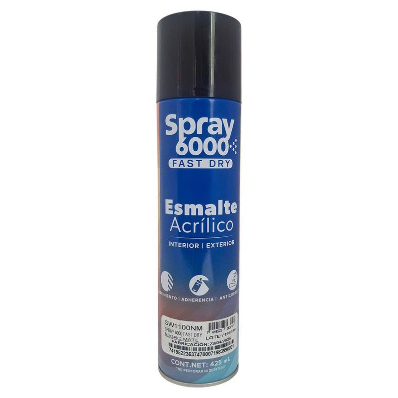 Spray 6000 Fast Dry Color Negro Mate