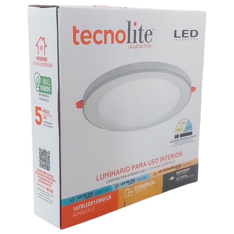 Lámpara Circular Empotrable LED para Interior de 12W CCT