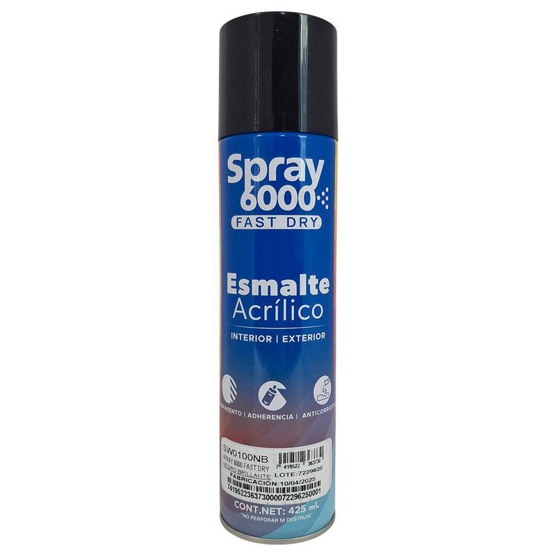 Spray 6000 Fast Dry Color Negro Brillante