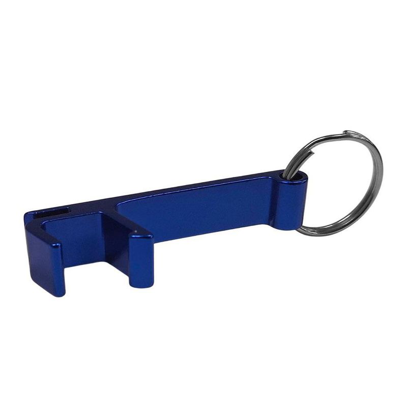 Llavero Destapador y Base para Celular Azul Metálico