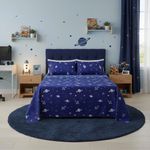 Set de Sábanas 3 Piezas Tamaño Imperial Diseño Espacio Color Azul