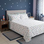 Set de Sábanas 4 Piezas Tamaño Full Queen Diseño Planetas Color Blanco