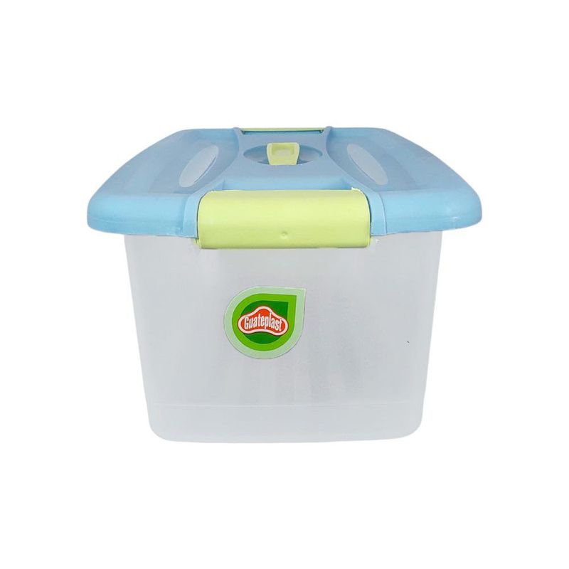 Caja Plástica de 16 L Celeste con Verde