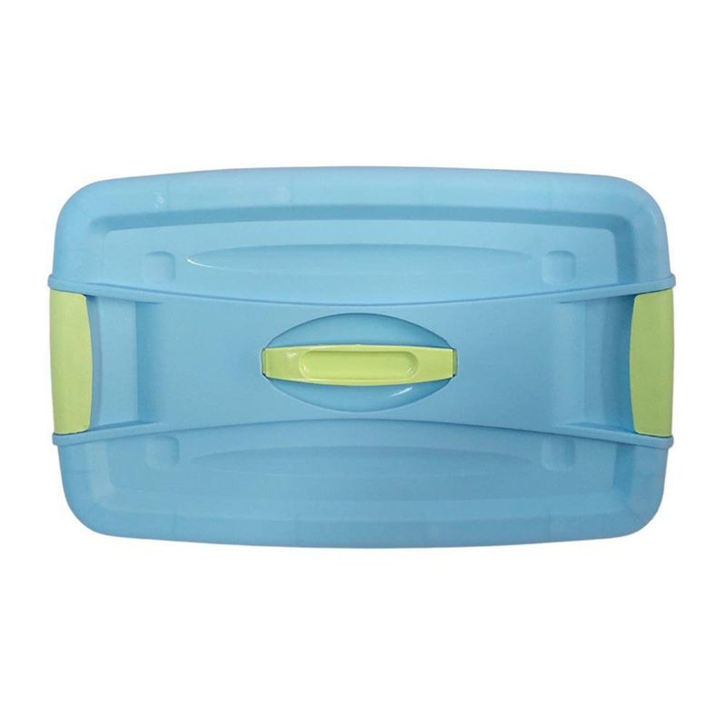 Caja Plástica de 16 L Celeste con Verde