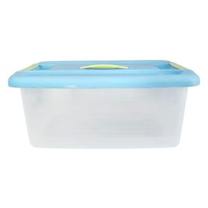 Caja Plástica de 16 L Celeste con Verde