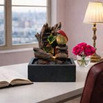 Fuente Decorativa de Mesa con Luz Diseño Tronco y Ave