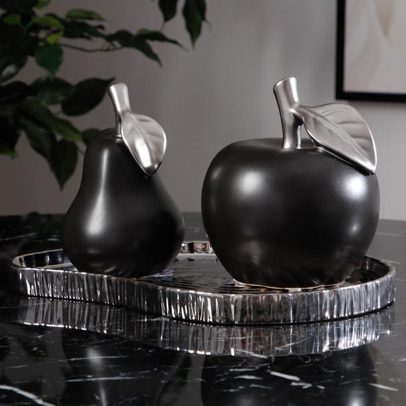 Pera Decorativa Negra con Plateado