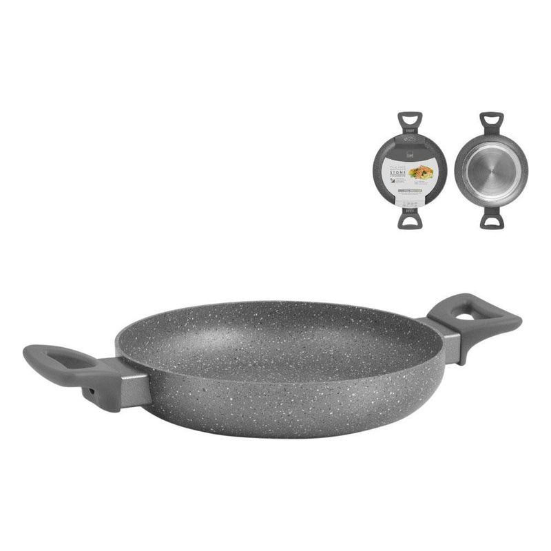 Cacerola Baja 28 cm Stone Antiadherente Full Inducción Color Gris