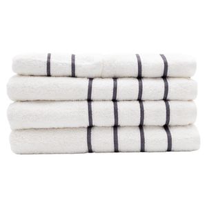 Toalla de Manos Boston Color Blanco con líneas Grises