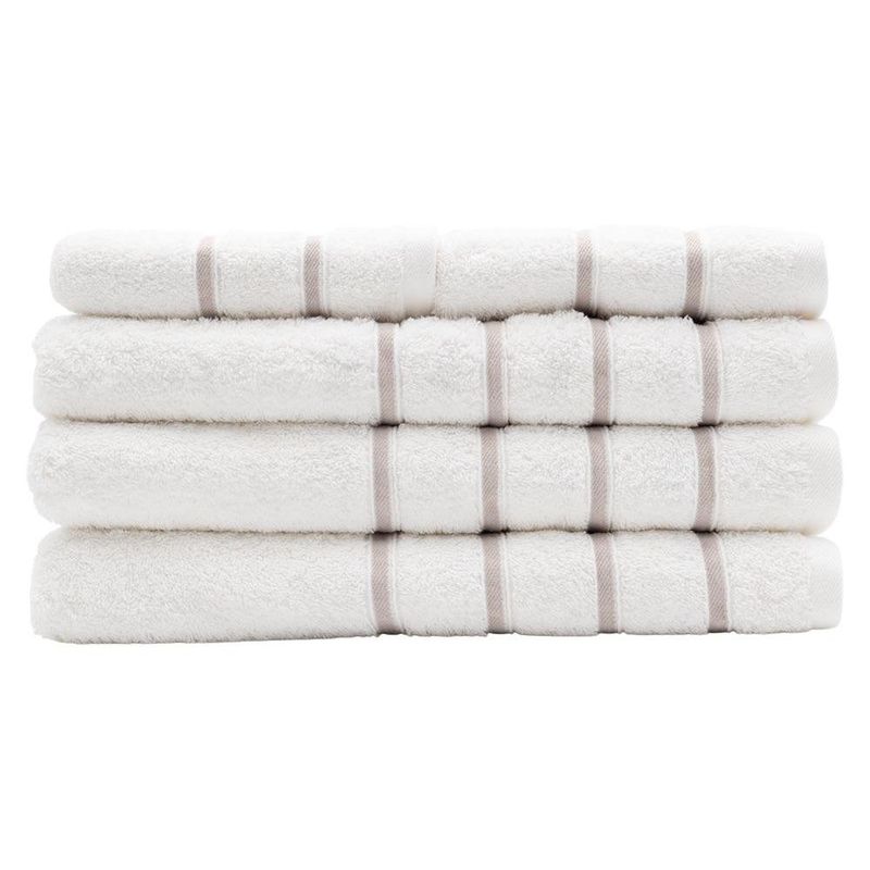 Toalla de Baño Boston Color Blanco con líneas Taupe
