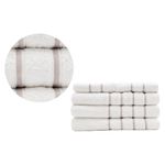 Toalla de Baño Boston Color Blanco con líneas Taupe