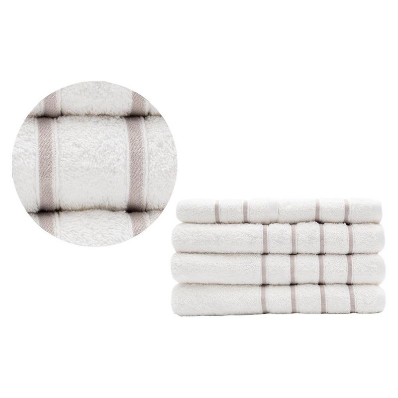 Toalla de Baño Boston Color Blanco con líneas Taupe